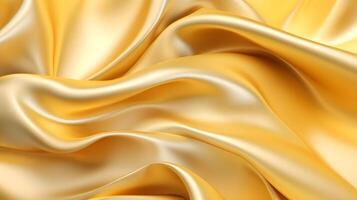 oro brillante lusso drappeggio raso tessuto sfondo. ai creare foto