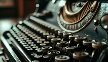 antico macchina da scrivere arrugginito chiave incantesimi nostalgia su carta generato di ai foto