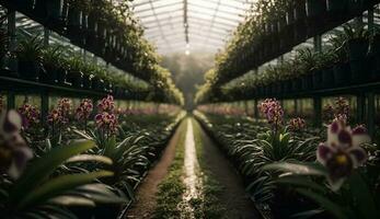 un' verde interno pianta fiori con bellissimo le foglie generato di ai foto