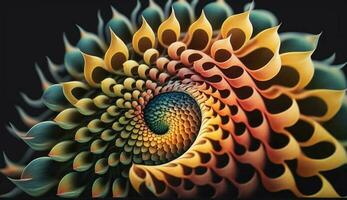 astratto Multi colorato decorazione con frattale curve e spirali generato di ai foto