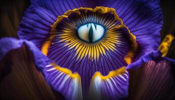 natura blu e viola bellezza nel uno fiore generato di ai foto