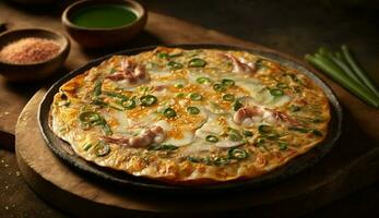 fresco buongustaio pasto di vegetariano Pizza al forno fatti in casa ,generativo ai foto