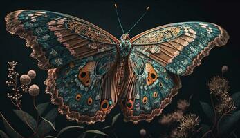 Multi colorato farfalla ala bellezza nel vicino su natura ,generativo ai foto