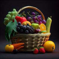 fresco frutta e verdure nel cestino ,generativo ai foto