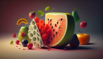 delizioso e fresco frutta salutare cibo ,generativo ai foto