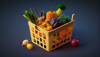 vegetariano cibo nel plastica shopping cestino ,generativo ai foto