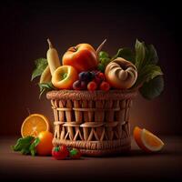 frutta e verdure nel cestino ,generativo ai foto