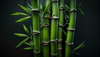 natura crescita un' bambù ramo germogli fresco verde generato di ai foto