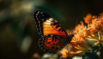 vivace farfalla ala nel vicino su, in mostra naturale bellezza all'aperto generato di ai foto