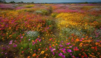 il vivace Fiore di campo prato vetrine il bellezza di natura colori generato di ai foto