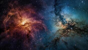 supernova esplosione crea luminosa stella forma nel spirale galassia paesaggio generato di ai foto