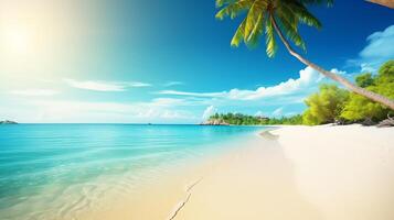 bellissimo tropicale spiaggia paesaggio nel estate tempo ai generativo foto