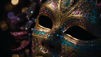 colorato costume, ornato maschera, mardi gras celebrazione generato di ai foto