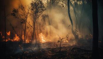 spaventoso foresta fuoco crea mistero e Pericolo generato di ai foto