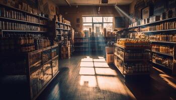 abbondanza di letteratura nel vecchio stile libreria generato di ai foto