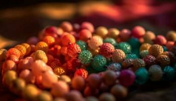 vivace colorato perline adornano fatti in casa cristiano collana generato di ai foto