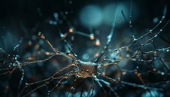 astratto blu fondale nervo cellule Collegare attraverso sinapsi generato di ai foto