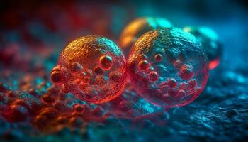 molecolare struttura di cancro cellule sotto microscopio generato di ai foto