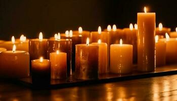 lume di candela si accende armonia e spiritualità nel celebrazione generato di ai foto