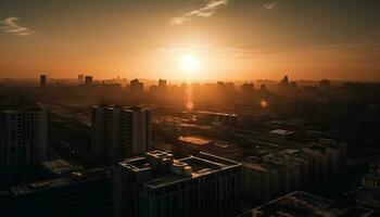 tramonto si illumina Pechino moderno orizzonte, no persone generato di ai foto