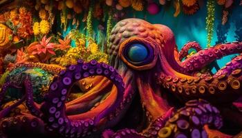 tentacolo turbinii in mezzo subacqueo corallo scogliera decorazione generato di ai foto