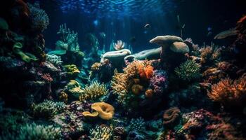 tropicale clima sotto, un' Multi colorato paesaggio marino avventura generato di ai foto