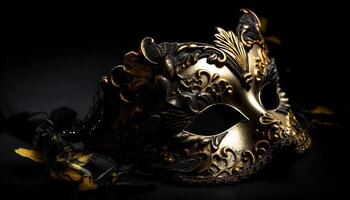 d'oro maschera di ornato eleganza scintille misteriosamente generato di ai foto