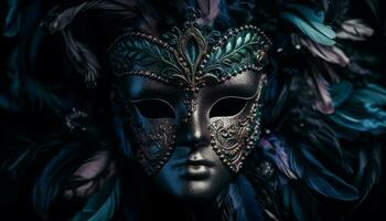 uno persona nel ornato masquerade costume mistero generato di ai foto