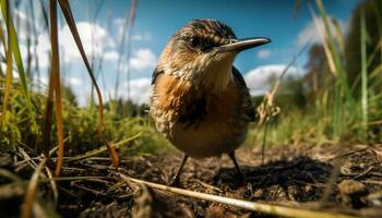 un' carino uccello perching su ramo all'aperto generato di ai foto