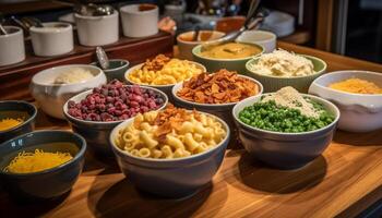 buongustaio vegetariano pranzo fresco varietà di verdure generato di ai foto