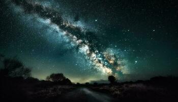 raggiante stella sentiero, maestoso montagna picco avventura generato di ai foto