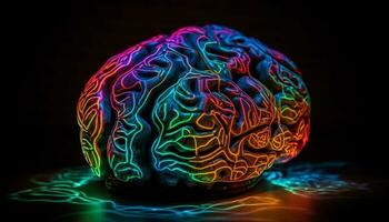 blu cervello si illumina con idee, creatività illuminato generato di ai foto