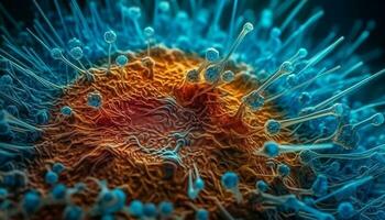 molecolare struttura ingrandita salutare cellule contro cancro generato di ai foto