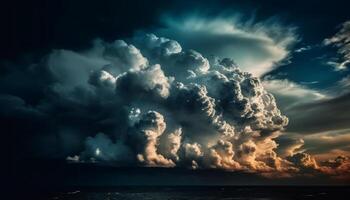 drammatico cielo a crepuscolo, tranquillo paesaggio marino bellezza generato di ai foto