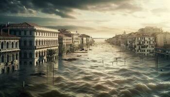 romantico giro di barca attraverso Venezia canali generato di ai foto