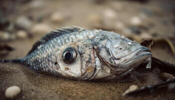 fresco catturare di acqua salata pesce di il spiaggia generato di ai foto