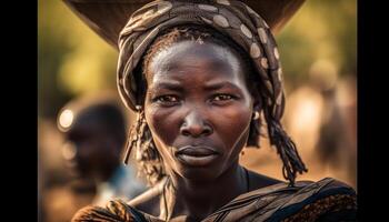 giovane africano donna con dreadlocks sorridente con fiducia generato di ai foto