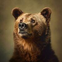 Marrone orso studio portet avvicinamento. predatore a partire dal il rosso libro. generativo ai. foto