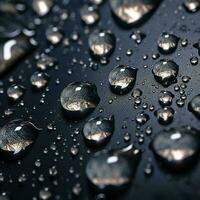 gocce di puro acqua, pioggia isolato su buio grigio sfondo. sfocatura. generativo ai foto