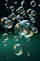 galleggiante 3d acqua bolle. ai generativo foto