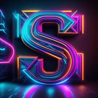 rendere un' neon e cyberpunk 3d S logo utilizzando ai-generato utensili foto