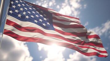 ai generativo Stati Uniti d'America bandiera su un' luminosa giorno foto