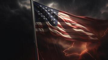 ai generativo Stati Uniti d'America bandiera lusinghiero con Strom foto