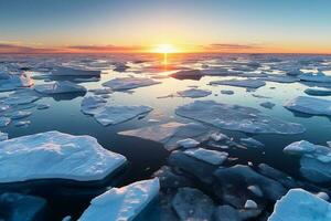 ghiaccio lenzuola fusione nel il artico oceano o acque. ai generativo foto