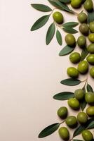 un' foto di un minimalista olive sfondo. ai generativo