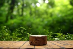 vuoto di legno tavolo nel natura. ai generativo foto