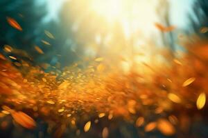 un' sfocato autunno, ventoso cielo astratto sfondo con bokeh incandescenza, illustrazione. ai generativo foto