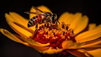 occupato ape impollina vivace fiore nel primavera generato di ai foto