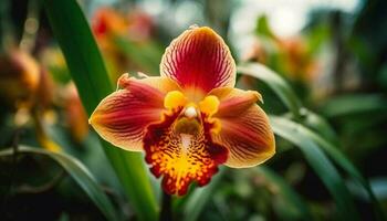 esotico falena orchidea fioriture con vivace eleganza generato di ai foto