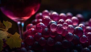 natura uva liquido nel elegante bicchiere di vino riflessione generato di ai foto